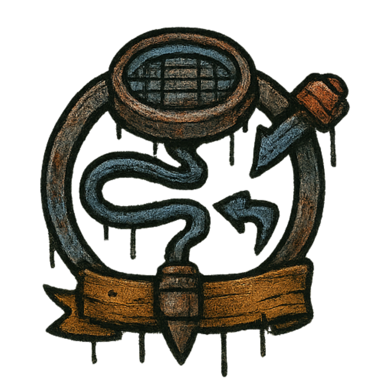 Drain and sewer cleaning with snake and strainer icon